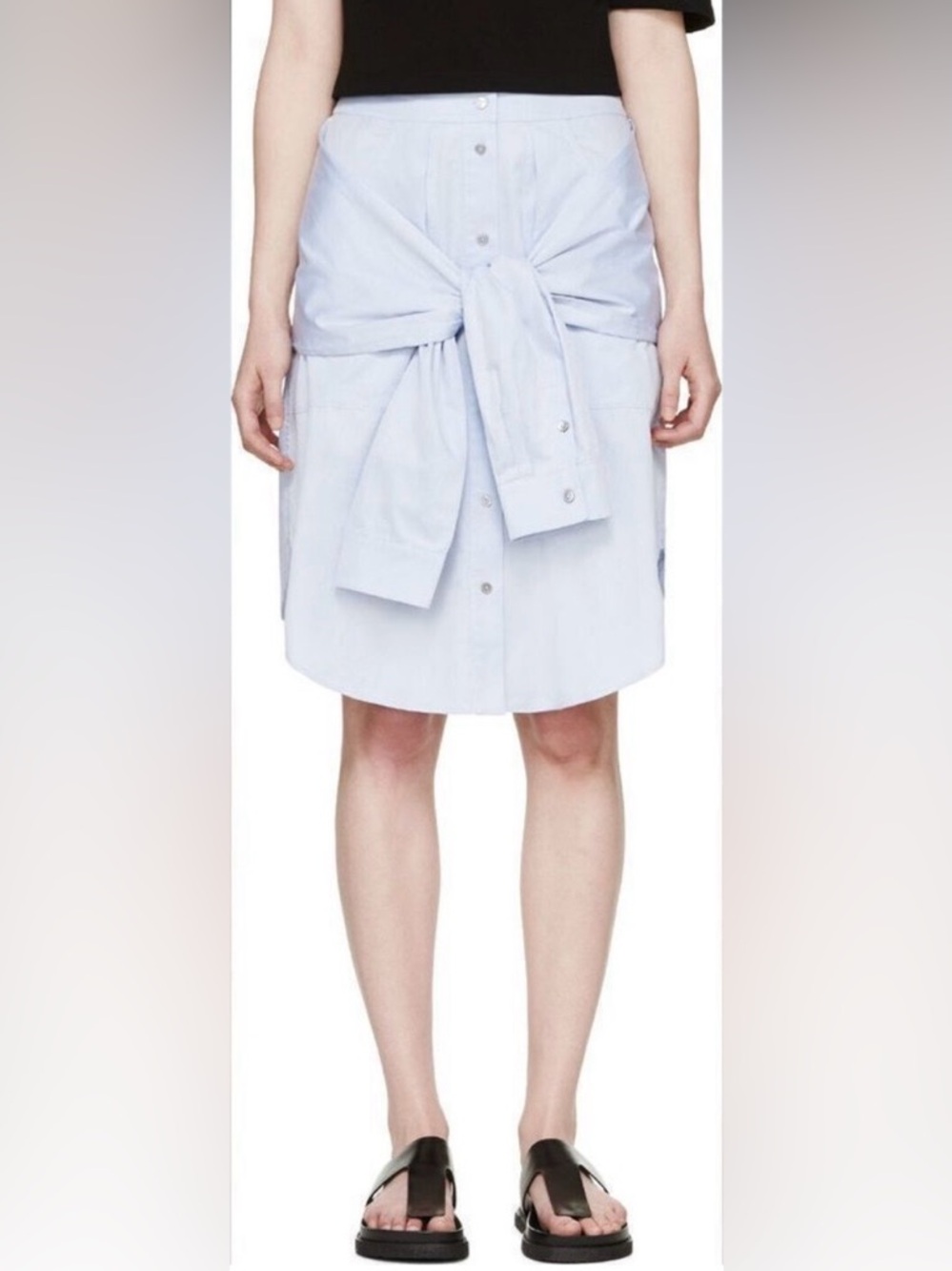 T by Alexander Wang Blue Wrap Tie Skirt Button Front Asymmetrical Size 4 EUC